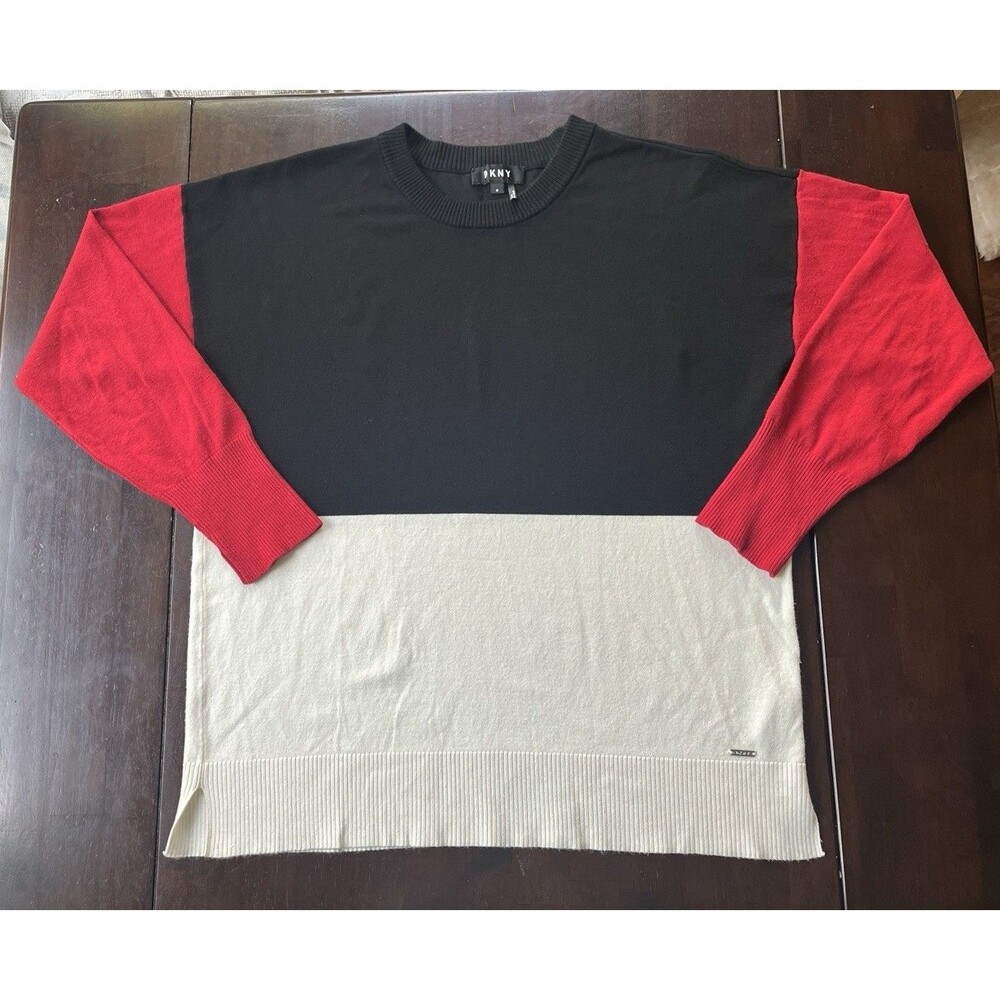 DKNY Sweater Womens Multicolor Casual Color Block Pullover Long Sleeve, Size M
